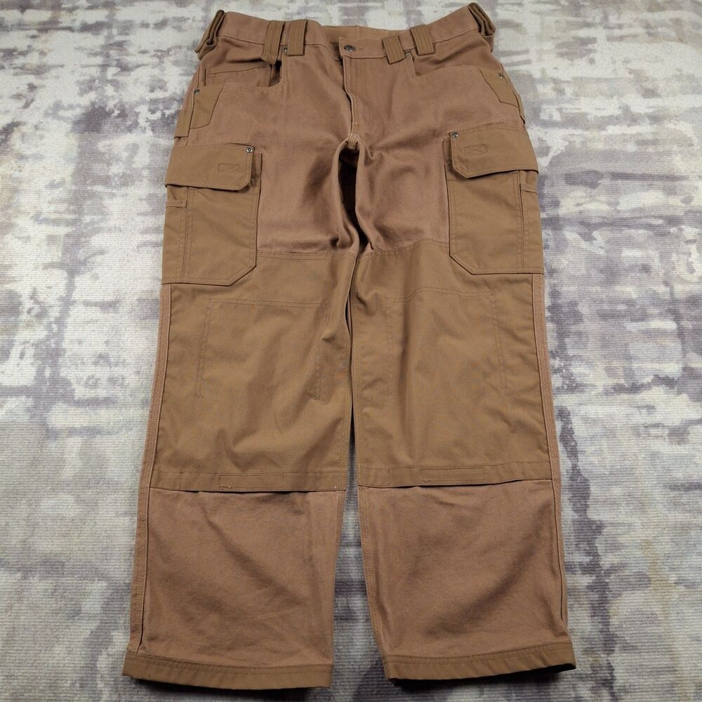 Duluth Ultimate Fire Hose Canvas Cargo Work Pants Brown Mens 38x30 Double Knee